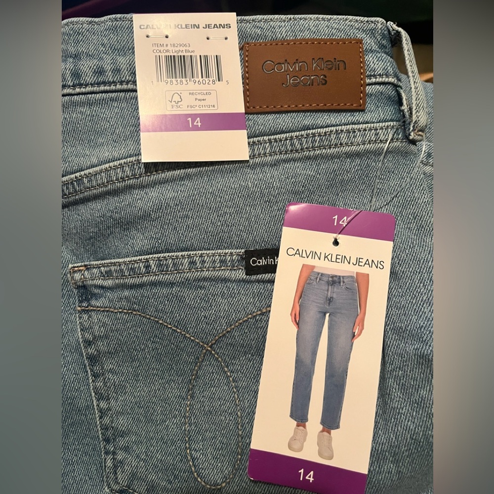 NWT,  Calvin Klein Light Blue Jeans, Size 14